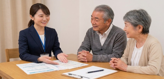 ケアマネジャーと面談するご利用者さま